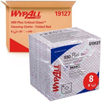 Протирочный материал WypAll X80 Plus в пачке, красный, 8 пачек по 30 листов
